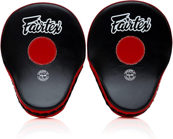 Fairtex FMV9 Contoured Focus Mitts |Striking Accuracy & Protection for Boxing, Muay Thai, Kickboxing |Ergonomic Design, Soft Padding, Secure Fit Leather-StrideForce Fitness