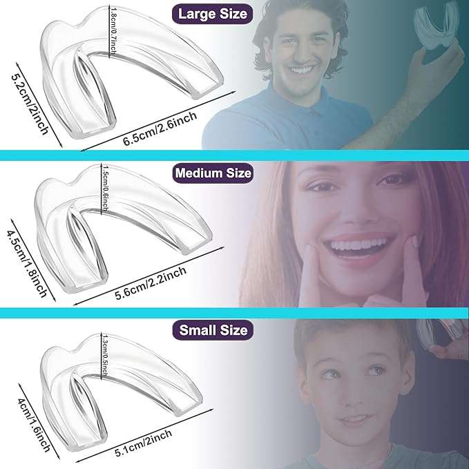 Night Guard for Teen Teeth Grinding Nighttime Teeth Protection Sleep Well Medium Size, 4 Pack Moldable Nighttime Protection Guard for Clenching Teeth | Including Hygiene Case and Gel Ice Pack