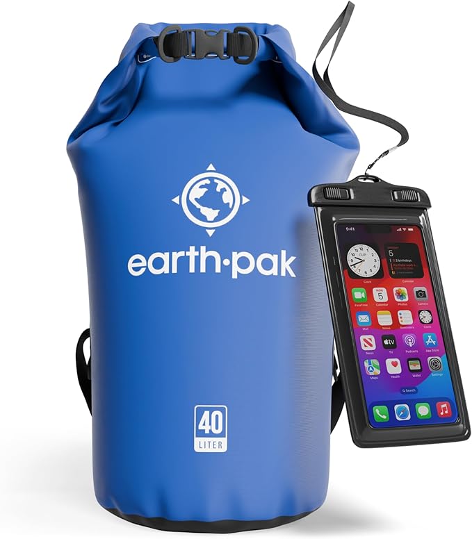 Earth Pak Waterproof Dry Bag - Roll Top Waterproof Backpack Sack Keeps Gear Dry for Kayak with Waterproof Phone Case-StrideForce Fitness
