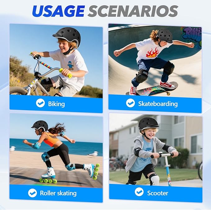 Kids Bike Helmet for 5-8-14 Kids Skateboard Helmet Boys Girls Child Youth Adjustable Lightweight Ventilation and Multi-Sports Scooter Cycling Roller Balance Bike-StrideForce Fitness