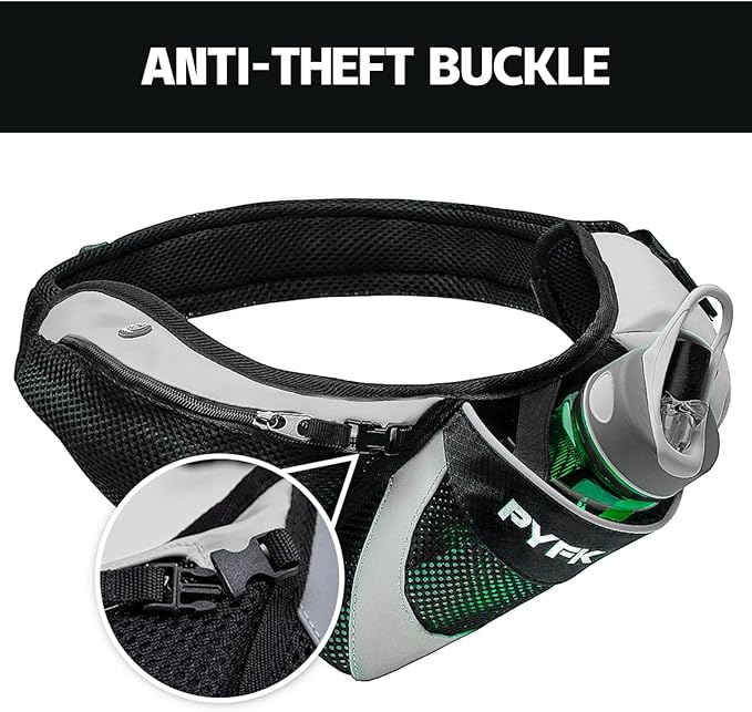 PYFK Running Belt Hydration Waist Pack with Water Bottle Holder for Men Women Waist Pouch Fanny Bag Reflective-StrideForce Fitness