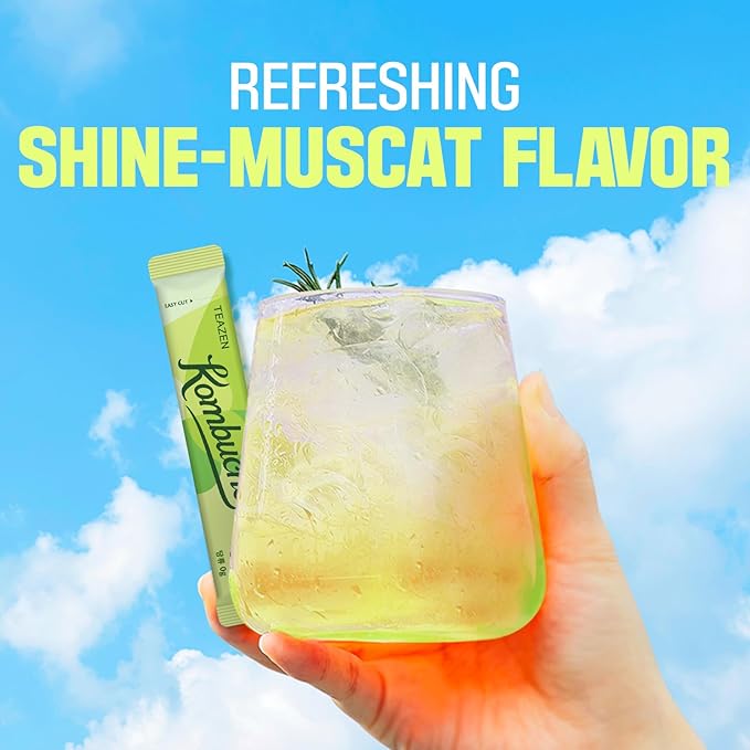 TEAZEN Shine Muscat Kombucha Tea, Electrolyte Powder & Hydration Drink Mix, Sugar Free, Live Probiotics & Prebiotics, 10 Sticks, 1.76oz-StrideForce Fitness