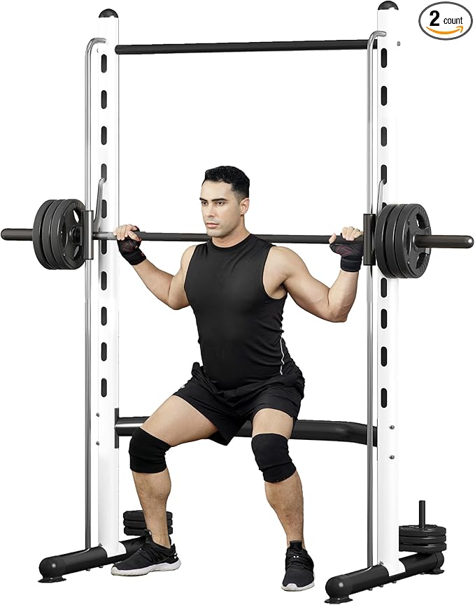 Soozier Squat Rack with Pull-Up Bar, Adjustable Power Rack with Barbell Bar, Multi-Functional Bench Press Rack for Home Gym Strength Training-StrideForce Fitness