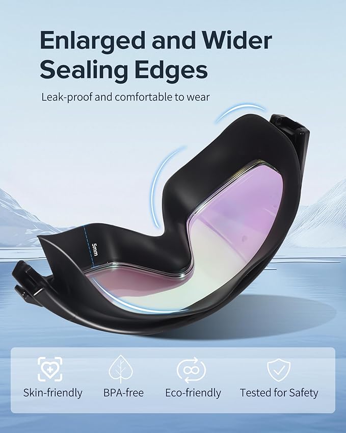 Adult Swimming Goggles,Leak-Proof,Anti-Fog Pool Glasses,Wide View Swim Goggles with Ear Plugs and Nose Clip-StrideForce Fitness