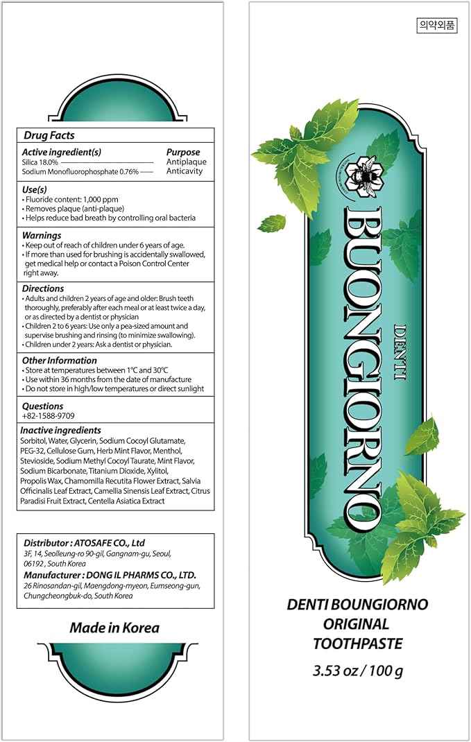 Original Toothpaste (Herbal Mint) – Bad Breath Eliminator for Halitosis & Morning Breath, Propolis, Natural Whitening(Baking Soda), Xylitol, SLS & Paraben Free (3.52fl oz / 100g)