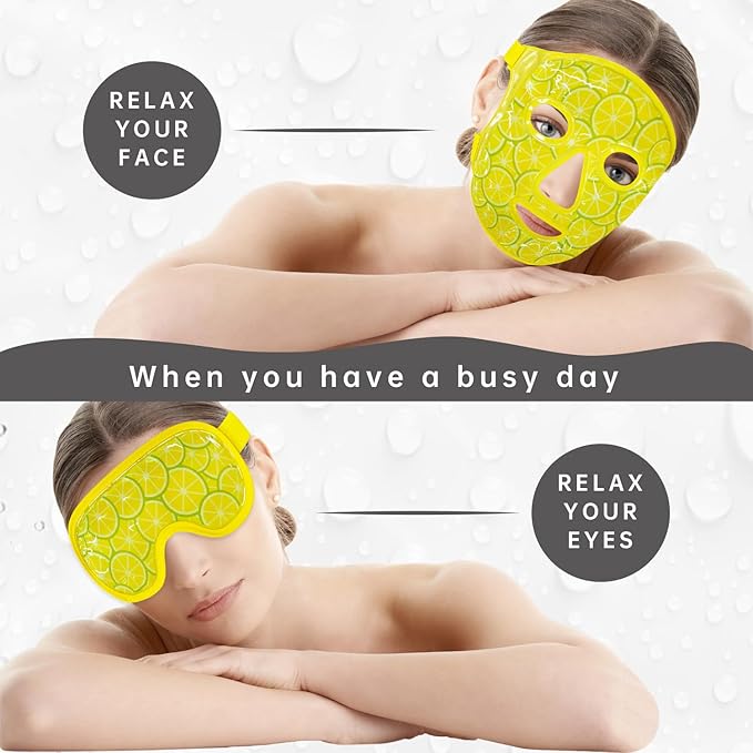 ZNÖCUETÖD Face Eye Mask Ice Pack for Reducing Puffiness, Bags Under Eyes, Puffy Dark Circles, Migraine,Hot/Cold Pack with Soft Plush Backing (Lemon Yellow)