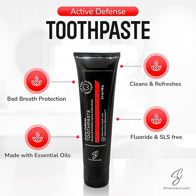 Colloidal Silver Toothpaste - Sassy Cinnamon - Remineralize Tooth Enamel - SLS & Fluoride Free Cavity Protection - Gum Health - Bad Breathe - Gingivitis - Coral Calcium & Xylitol - 3.4oz - Pack of 2