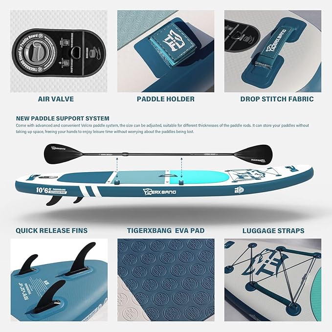 Inflatable Paddle Board with Premium SUP Board Accessories, Allround Paddle Boards for Adults/Kids,Stand Up Paddle Board Defender Collection-StrideForce Fitness