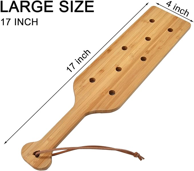 17 Inch Large Bamboo Wood Paddle Wooden Paddle with Airflow Holes-StrideForce Fitness