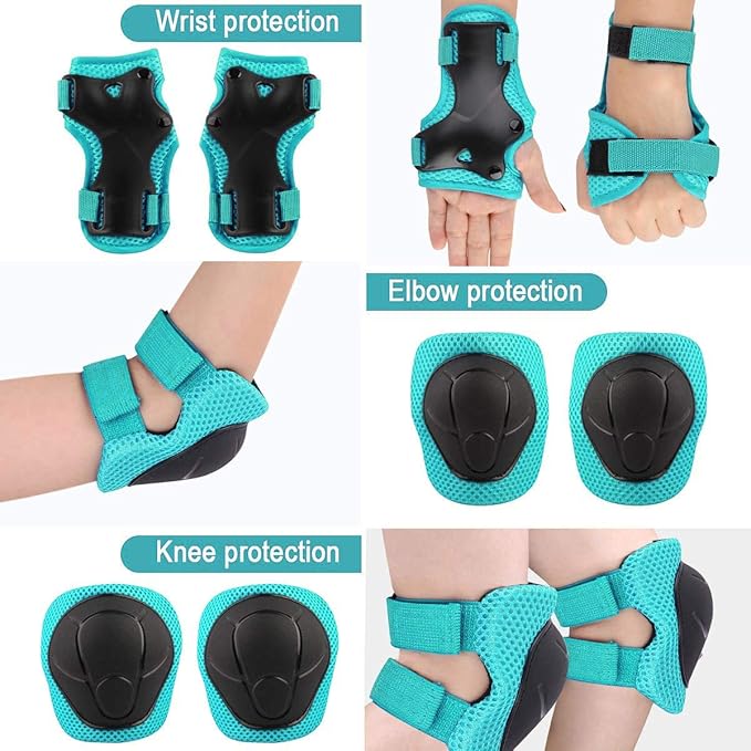 Adjustable Helmet for Ages 5-16 Kids Toddler Boys Girls Youth,Protective Gear with Elbow Knee Wrist Pads for Multi-Sports Skateboarding Bike Riding Scooter Inline skatings Longboard Roller Skate-StrideForce Fitness