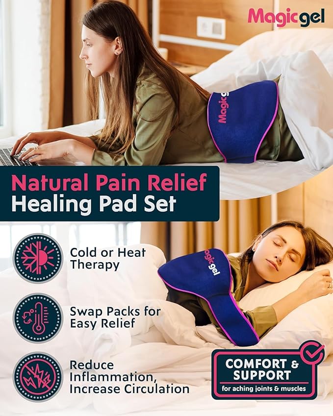 Magic Gel Ice Pack for Back Pain Relief | 1 Pack Reusable Lower Back Wrap for Hot or Cold Therapy | Relief for Lower Lumbar, Sciatic Nerve, Herniated or Degenerative Disc, Coccyx, Tailbone Pain-StrideForce Fitness