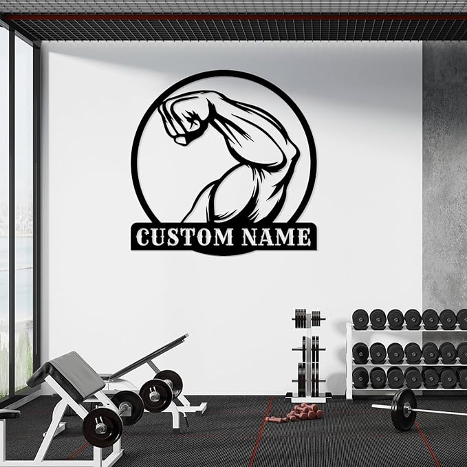 Personalized Metal Gym Sign, Custom Fitness Metal Wall Decor, Body Builder Lovers Gift, Gym Custom Unique Metal Wall Art, fitness room decor, home gym decor, gym wall art (Style-7)-StrideForce Fitness