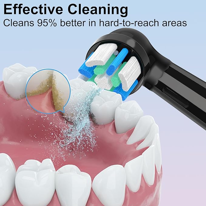 6pcs iO Replacement Heads Compatible with Oral B IO 2/3/4/5/6/7/8/9/10 Series Electric Toothbrush,Compatible with Oral B io Series Toothbrush Heads with Medium Bristles,Black