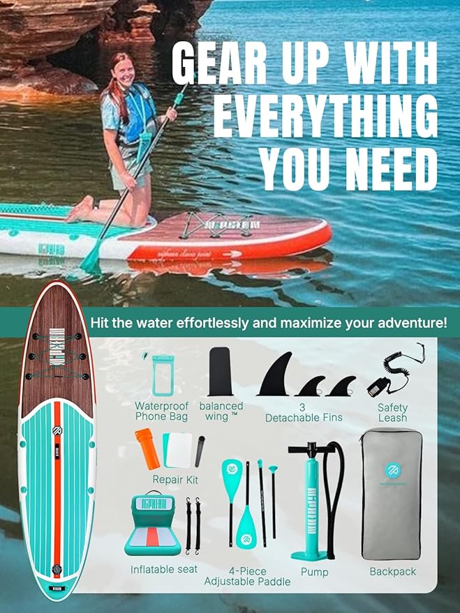 Niphean Inflatable Stand Up Paddle Board with SUP Accessories, Anti-Slip EVA Deck, 10’6’’ Inflatable Paddle Boards for Adults & Youth of All Skill Levels-StrideForce Fitness