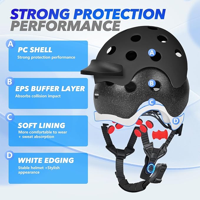 Kids Bike Helmet for 5-8-14 Kids Skateboard Helmet Boys Girls Child Youth Adjustable Lightweight Ventilation and Multi-Sports Scooter Cycling Roller Balance Bike-StrideForce Fitness