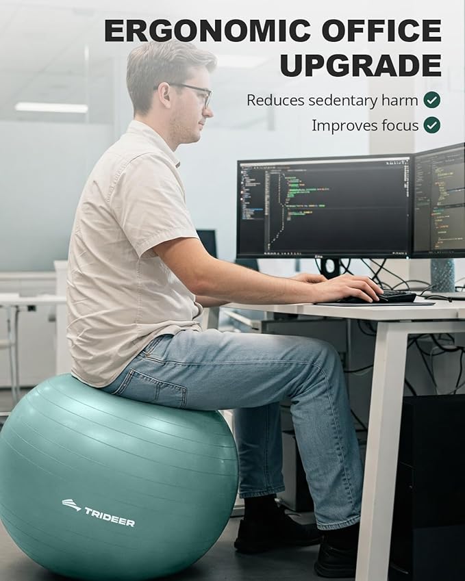 Trideer Yoga Ball – Anti-Burst Exercise Ball for Pregnancy, Office, Birthing, Stretching & Core Workout – Home Gym & Therapy-StrideForce Fitness