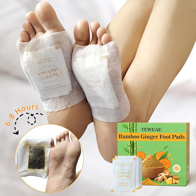 32 Pads Foot Pads -with Pure Natural Turmeric & Ginger, Wormwood, Bamboo Vinegar, Bigger Adhesive Pad Ginger Foot Pads-StrideForce Fitness