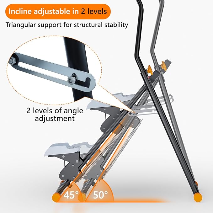 Stair Stepper with Adjustable Resistance for Home Cardio Workout,Upgraded Vertical Climber Machine Full-Body Workout,Compact Folding Exercise Climber, Adjustable Handlebar & Pedals-StrideForce Fitness