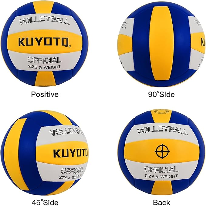 KUYOTQ Official Size 5 in&Outdoor Beach Volleyball,3MM Thickened Surface Soft Leather Youth Womens Mens Volleyball for Game Gym Training(Deflated)-StrideForce Fitness