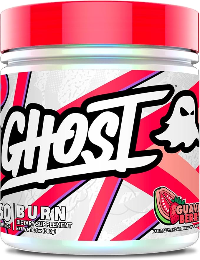 GHOST Burn Weight Management Powder, Guava Berry (60 Servings) - Metabolism & Energy Support Supplement for Men & Women - Natural Caffeine, L-Carnitine & L-Tyrosine - Gluten, Soy & Sugar-Free, Vegan-StrideForce Fitness