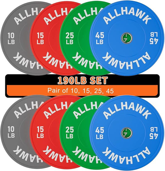 Colorful Olympic Bumper Plates, 2-inch Stainless Steel Insert, Virgin Rubber Weight Plate Set for Barbell Weight Lifting and Strength Training Home Gym-StrideForce Fitness