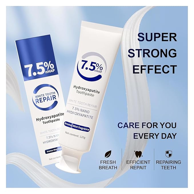 7.5% Hydroxyapatite Toothpaste， Hydroxyapatite Toothpastes for Enamel Protection and Tooth Strengthening, Repair and Protect Toothpaste 4.23oz (Red*2PCS)