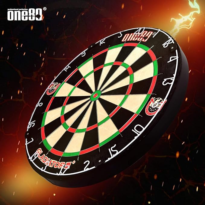 Gladiator Dartboard with Top-Grade African Sisal and Sword Edge Staple Free Wire Spider for Maximum Scoring Potential and Less Bounce Outs-StrideForce Fitness