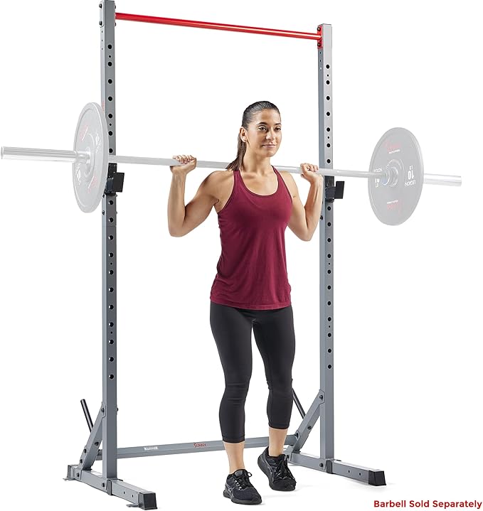 Sunny Health & Fitness Multifunctional Strength Training Home Gym – Complete Workout Equipment with Training Attachments, Optional Squat Stand, Power Rack Cage, Adjustable Incline Bench-StrideForce Fitness