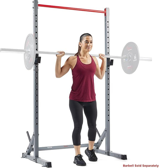Sunny Health & Fitness Multifunctional Strength Training Home Gym – Complete Workout Equipment with Training Attachments, Optional Squat Stand, Power Rack Cage, Adjustable Incline Bench-StrideForce Fitness