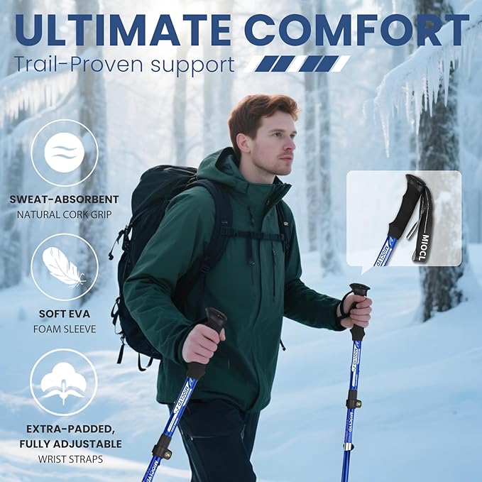 Collapsible Hiking Poles, 7075 Aluminum Trekking Poles, 2pc Lightweight Folding Adjustable for Men & Women, Walking Sticks for Hiking, Camping, Backpacking-StrideForce Fitness