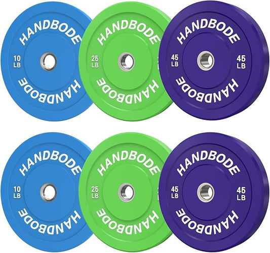 Colored Bumper Weight Plates Olympic Weight Plate Set 2-Inch, 10/15/20/25/35/45/55 lb Barbell Weight Plates Set for Home Gym, Rubber Strength Training Weights Plates for Weight Lifting-StrideForce Fitness