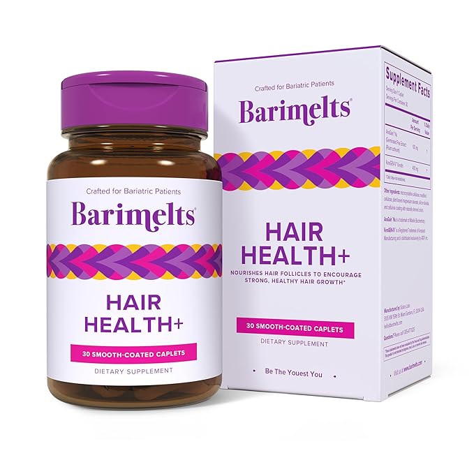 Barimelts Hair Health+ for GLP-1 Users and Bariatric Patients - Hair Growth Supplement Helps Reduce Visible Hair Thinning - 30 Smooth-Coated Caplets (1-Month Supply)-StrideForce Fitness