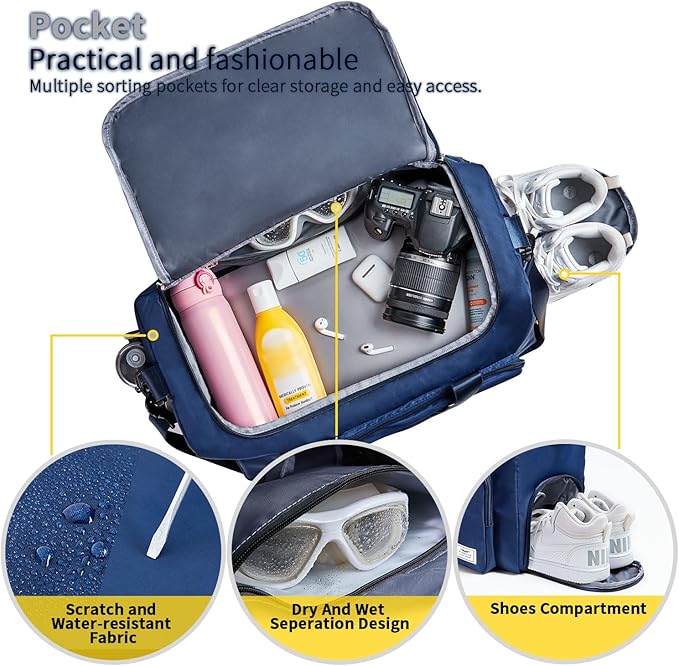 FIORETTO Women's Gym Duffle Bag with Shoes Compartment, 37L Capacity, Ideal for Travel, Gym, Sports, Duffel, Weekender-StrideForce Fitness