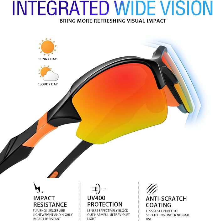 Sports Polarized Sunglasses for Men Cycling Running Fishing UV Protection Sun Glasses Lightweight Half Frame Goggles-StrideForce Fitness