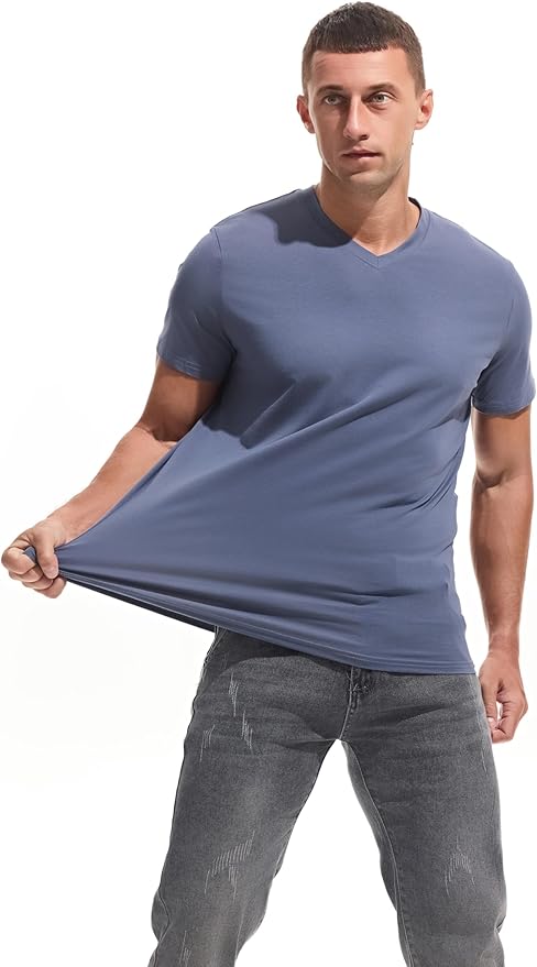 VEIISAR Premium V Neck T Shirts for Men - Modern Fitted Tees Vneck Undershirts-StrideForce Fitness