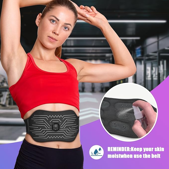 FDA Cleared - Abs Stimulator Muscle Toner, EMS Muscle Stimulator, Fitness Belt Ab Workout Equipment Black White-StrideForce Fitness