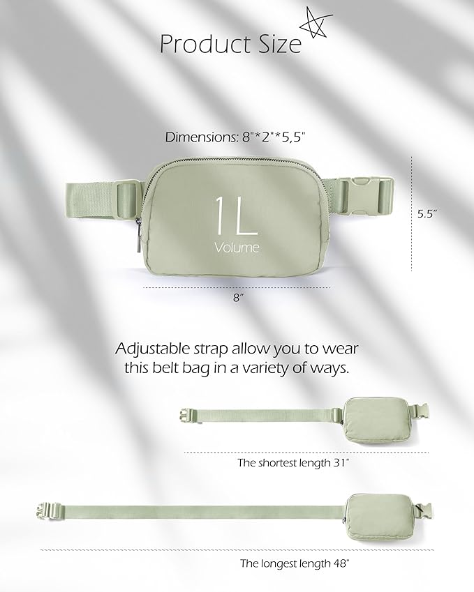 ODODOS Unisex Mini Belt Bag with Adjustable Strap Small Fanny Pack for Workout Running Traveling Hiking, Desert Sage-StrideForce Fitness