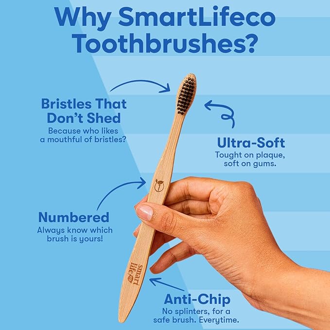 Bamboo Charcoal Toothbrush with Travel Case & Holder Kit - Extra Soft Natural Bristles for Sensitive Teeth | Eco Friendly Portable Wooden Travel Set | Single Wood Toothbrushes Stand & Cover