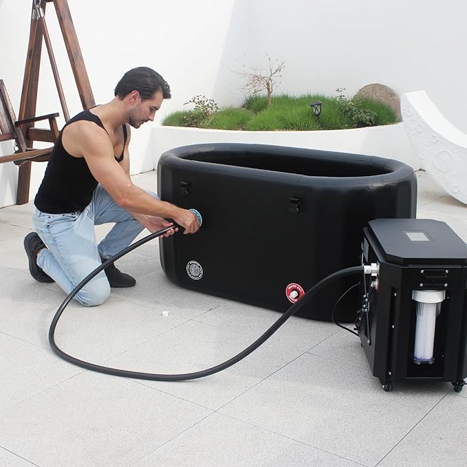 Freein Ice Bath Tub For Athletes Water Chiller Compatible Cold Plunge Outdoor, Portable, Foldable Cold Plunge Tub for Adults 52"x28"x24" Inflatable Recovery PRO-StrideForce Fitness