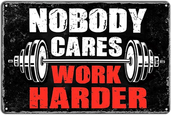 Ykfss Gym Posters For Home Gym Motivational Wall Art Decor Gym Room Tin Sign Nobody Cares Work Harder Sign Gym Metal Signs Boxing Poster Funny Garage Work Signs Motivation Workout Posters 8x12 Inch-StrideForce Fitness