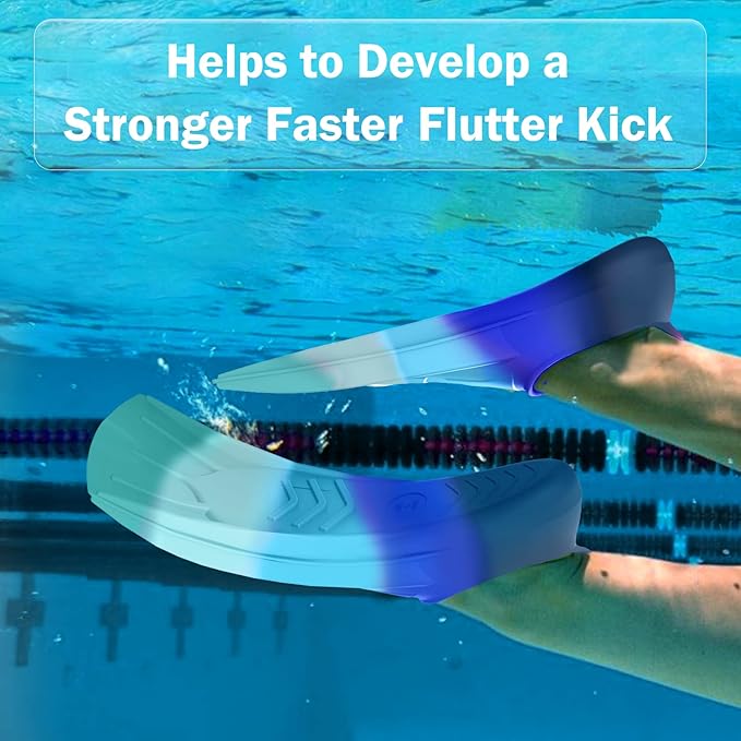 Gintenco Swim Fins, Kids Swim Training Fins for Lap Swimming, Travel Size Flippers with Mesh Bag, Silicone Swimming Fins for Kids Teens Adults Women Men-StrideForce Fitness