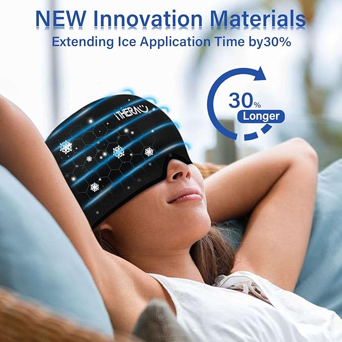 iTHERAU Migraine Ice Head Wrap, Headache Relief Hat & Migraine Cap Cold Compress, Migraine Relief Cap for Headache Eyes Mask for Puffy Eyes, Tension, Sinus & Stress Relief (2Packs)-StrideForce Fitness