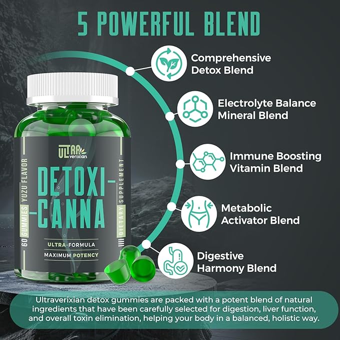 Detox Cleanse Gummies - Liver, Gut, Kidney Cleanse Detox & Repair, Rapid & Effective Full Body Cleanse Best for Women and Men with Milk Thistle - Natural Plant-Based Detox Supplement, 120 Gummies-StrideForce Fitness