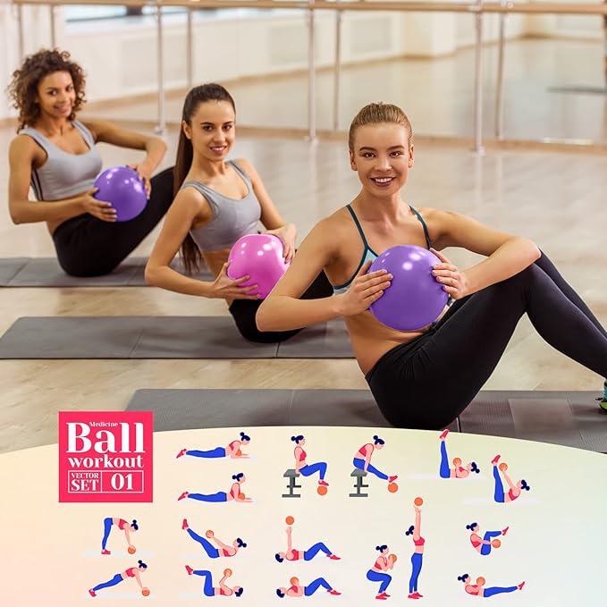 Aoriher 10 Pieces 9 Inch Exercise Pilates Ball Yoga Therapy Core Ball for Yoga Stability Barre Training Stretching Physical Posture Training Gym-StrideForce Fitness