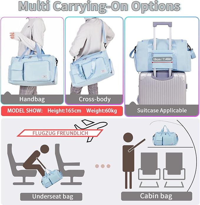 FIORETTO Women's Gym Duffle Bag with Shoes Compartment, 37L Capacity, Ideal for Travel, Gym, Sports, Duffel, Weekender-StrideForce Fitness