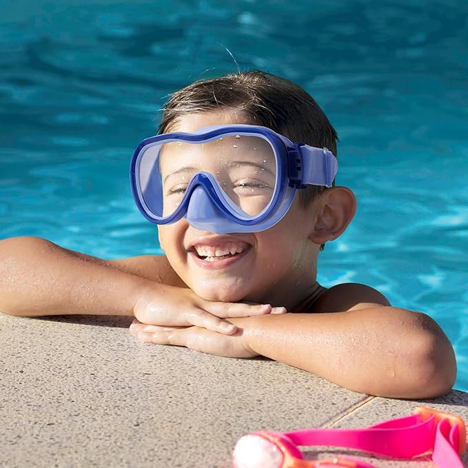 Kids Swim Goggles with Nose Cover, Anti-Leak Swim Mask with Elastic Fabric Strap, UV Protection Swimming Goggles for Kids-StrideForce Fitness