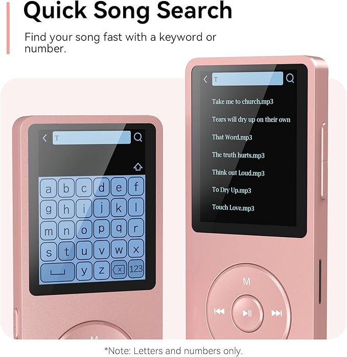 AGPTEK A02 MP3 Player with Bluetooth 5.3, 1.8 inch Screen Portable Music Player with Speaker, FM Radio, Voice Recorder, Supports Expanded Up to 128GB(Rose Gold, 64GB)-StrideForce Fitness