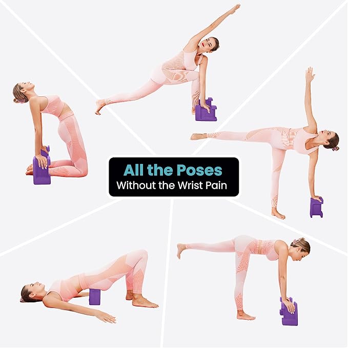 Ergo Yoga Blocks, Relieve Wrist Pain, Improve Comfort and Grip, Contoured Design, Pilates Exercise Balance & Stretching-StrideForce Fitness