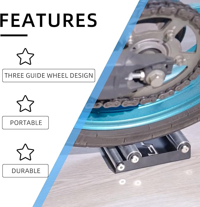 Motorcycle Wheel Cleaning Stand with Cleaning Brush Kit,Universal Roller Paddock for Dirt Street Bike Ebike for Tire Cleaning & Chain Lubrication(Bikes<500 lb & Tire Width<180 mm)-StrideForce Fitness