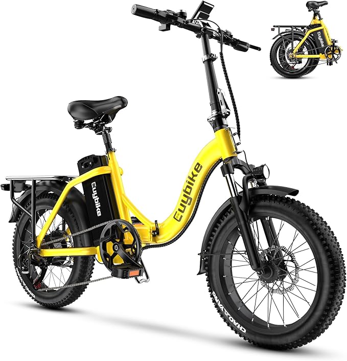 Folding Electric Bike for Adults with Peak 1000W Motor, 48V 20AH Battery up to 30MPH 80 Miles, 20" Fat Tire All Terrain Ebike, Front Suspension 7-Speed Commuter E Bike, Step-Thru, UL Certified-StrideForce Fitness